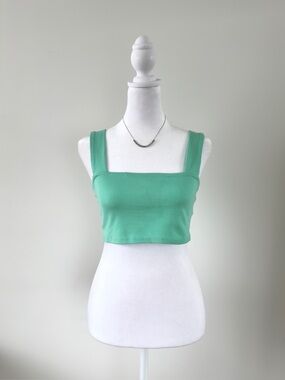 Fashion Nova Mint Ribbed Square-Neck Crop Top